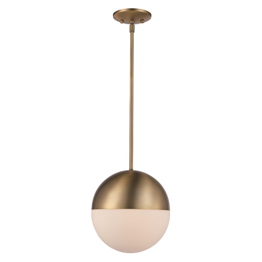Trans Globe Lighting PND-2073 SG 1LT Opal Ball Small Pendant in Satin Gold